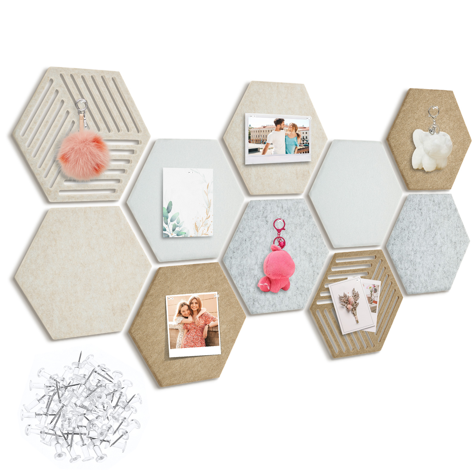Office Furniture Online - 10/2Pcs Hexagon/Arched Felt Cork Bulletin Board