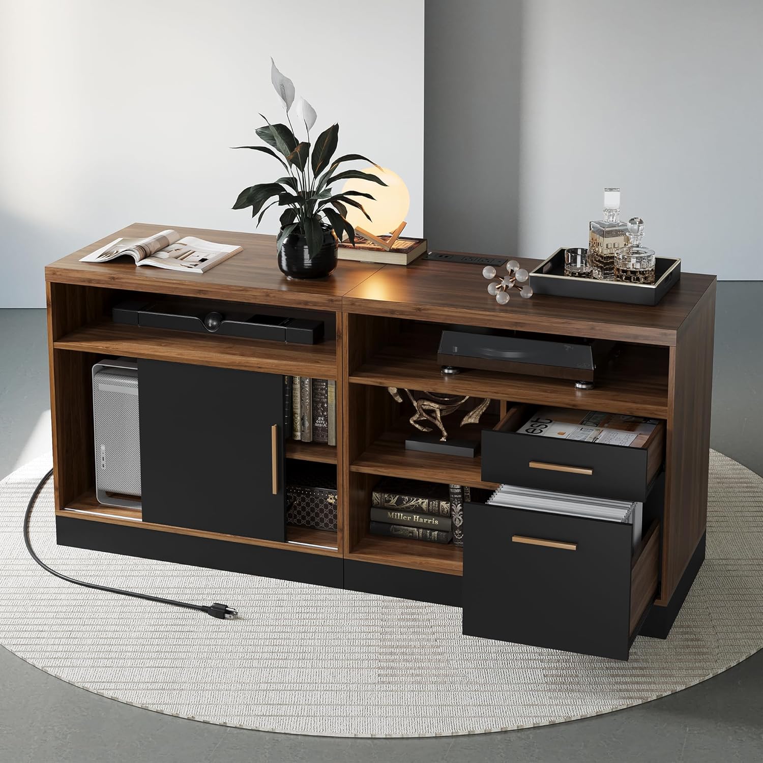Credenza Office Storage - Lateral File Cabinet Lock 2 Drawer