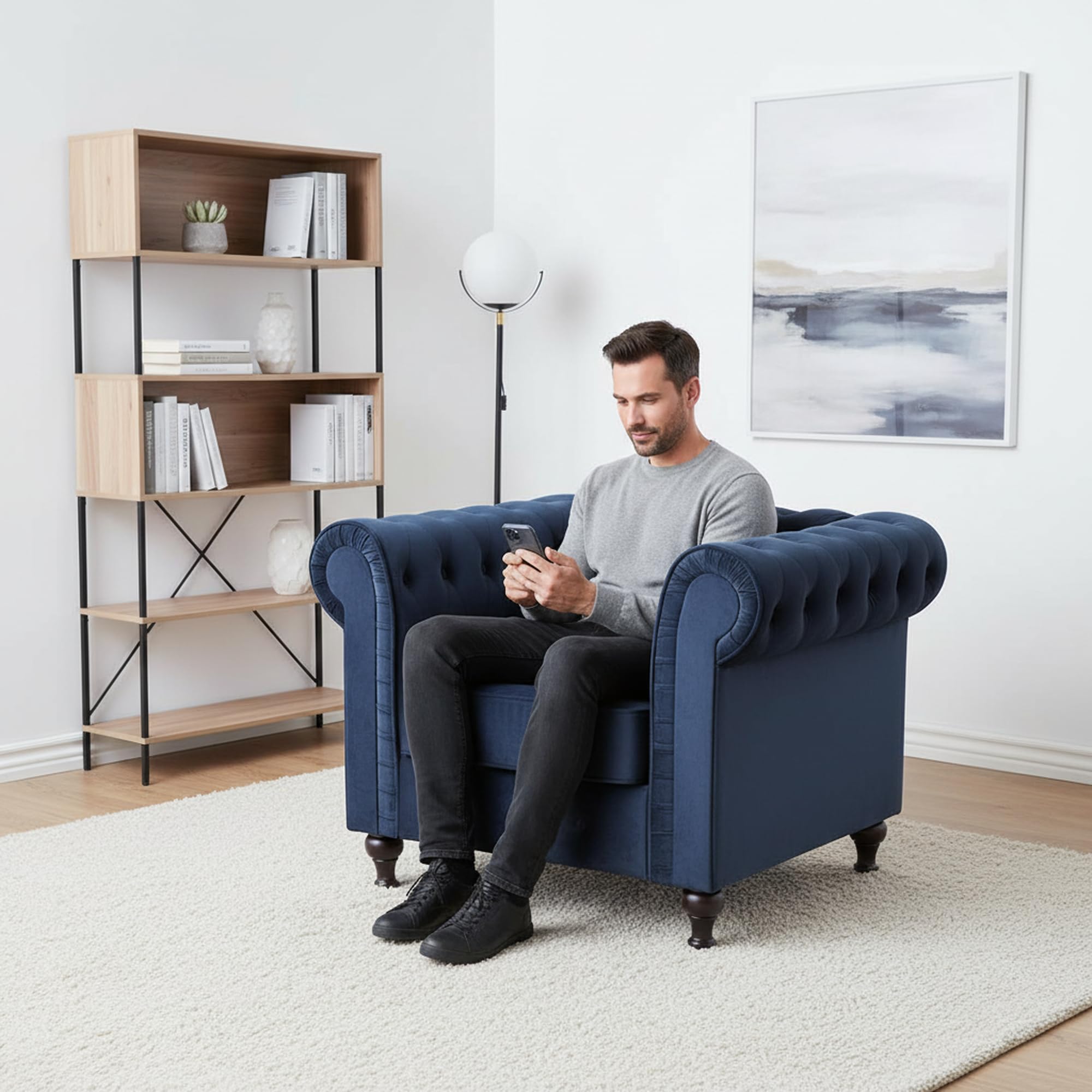 Office Furniture For Small Spaces - Velvet Chesterfield Armchair For Living Room