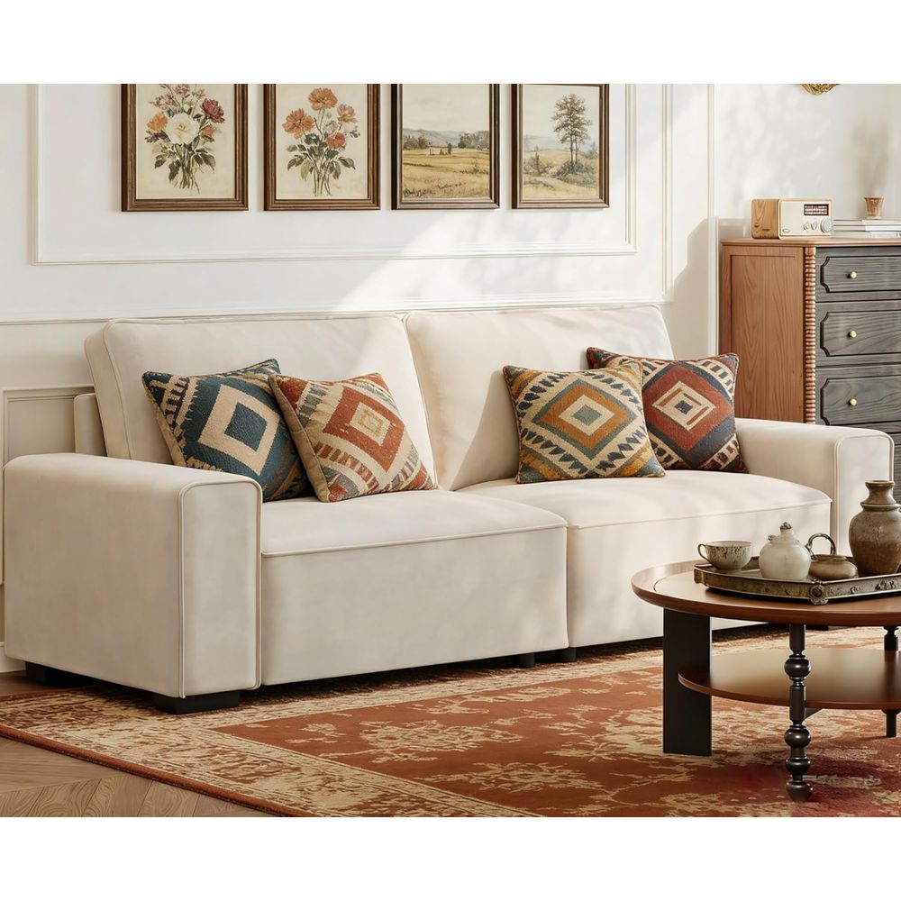 Office Furniture For Small Spaces - 3 Seater Chenille Couch with Wide