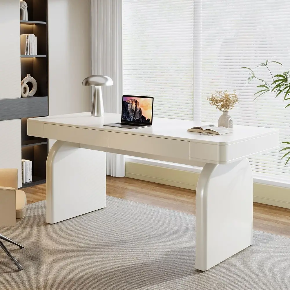 63 Inch Modern White Desk with – обзор и цена Office Furniture For Small Spaces