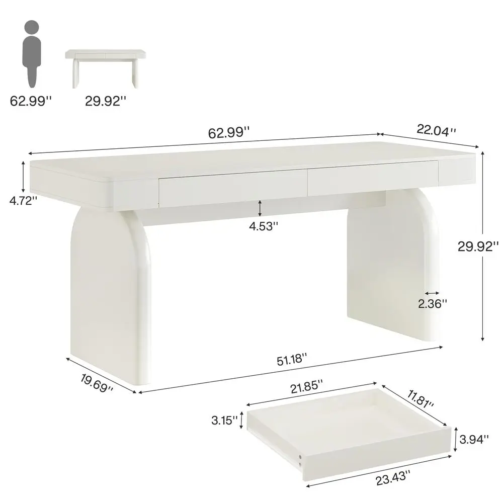 63 Inch Modern White Desk with – обзор и цена Office Furniture For Small Spaces
