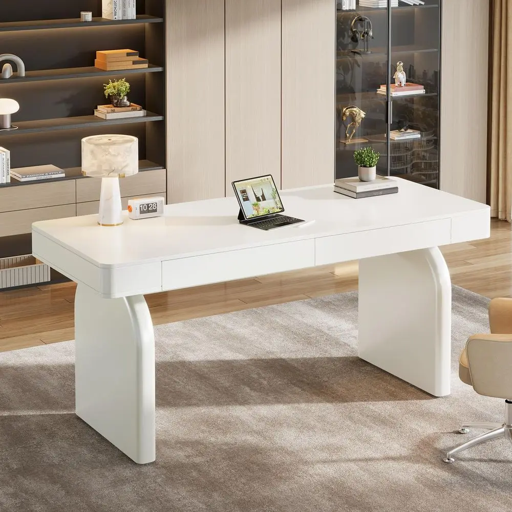 63 Inch Modern White Desk with – обзор и цена Office Furniture For Small Spaces