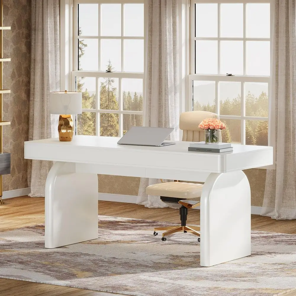 63 Inch Modern White Desk with – обзор и цена Office Furniture For Small Spaces