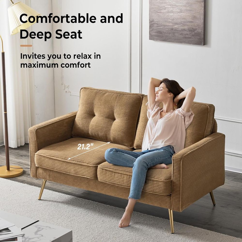 56 Khaki Loveseat, Small Cordu – обзор и цена Office Furniture For Small Spaces
