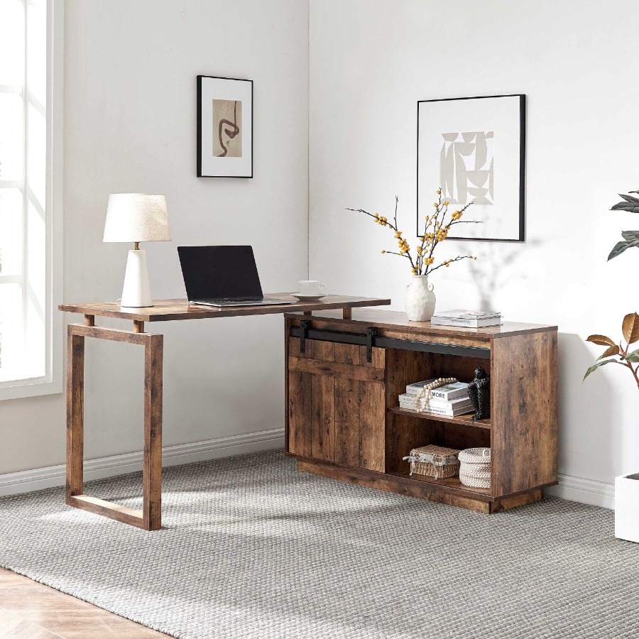 Desk L-shaped Workstation Home – обзор и цена Credenza Office Storage