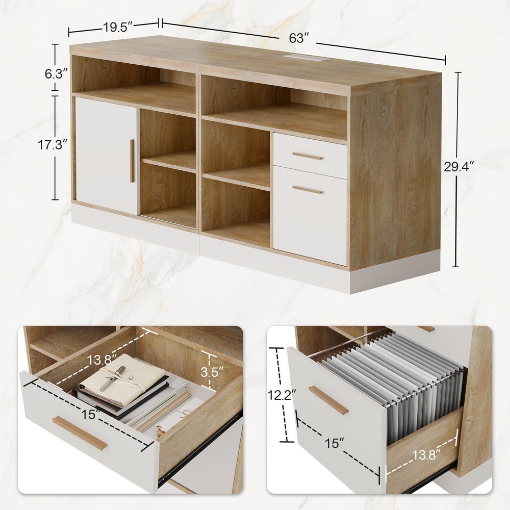 63 Wood Lateral File Cabinet w – обзор и цена Credenza Office Storage