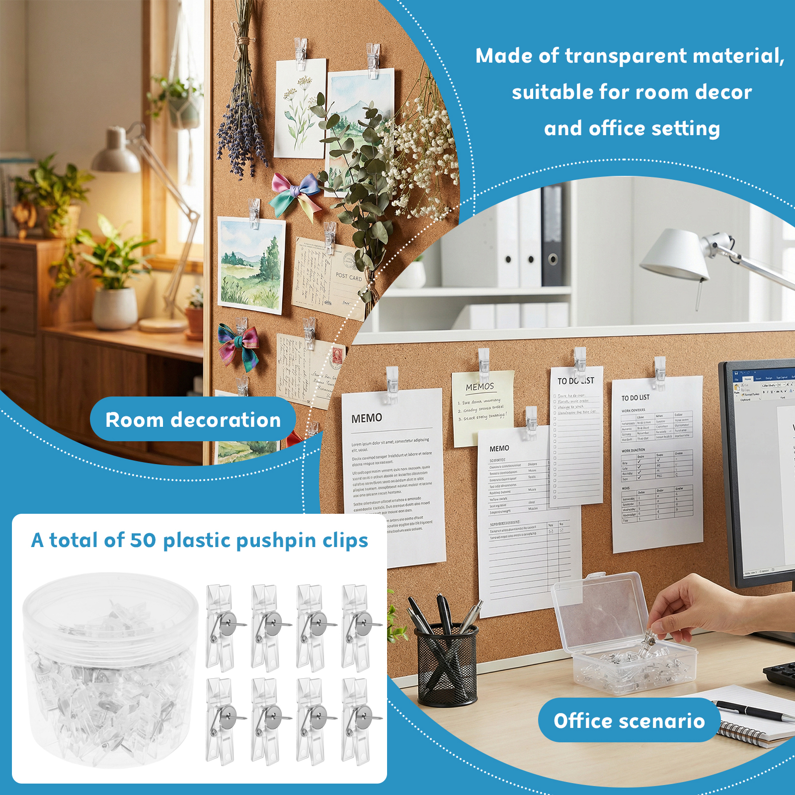 50Pcs Push Pin Clips Transpare – обзор и цена Office Furniture Online