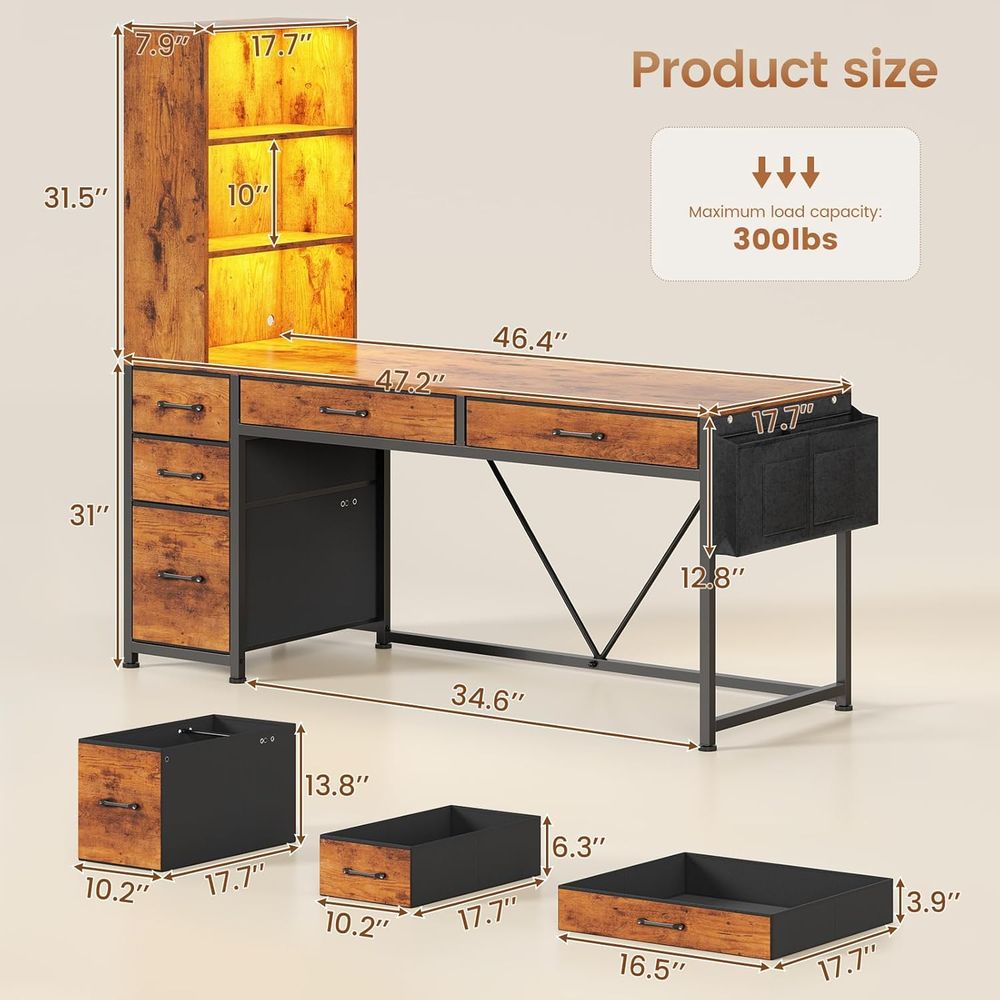 5-Drawer Rustic Brown Desk wit – обзор и цена Office Furniture For Small Spaces