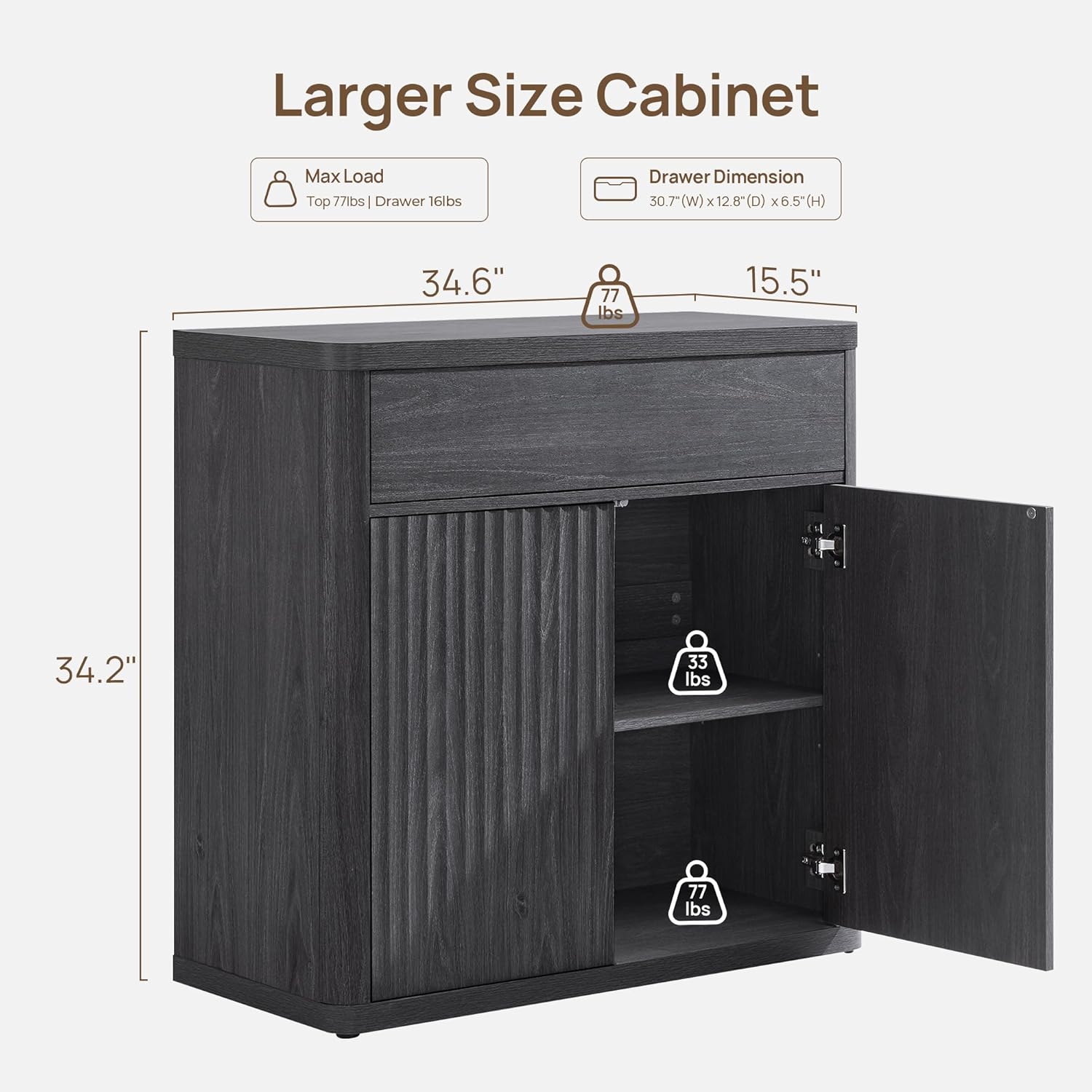 Fluted Buffet Cabinet Storage  – обзор и цена Credenza Office Storage