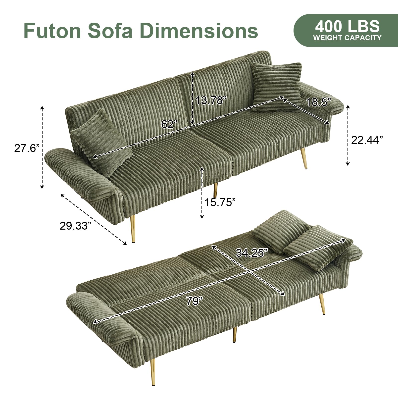 Corduroy Convertible Futon Sof – обзор и цена Office Furniture For Small Spaces