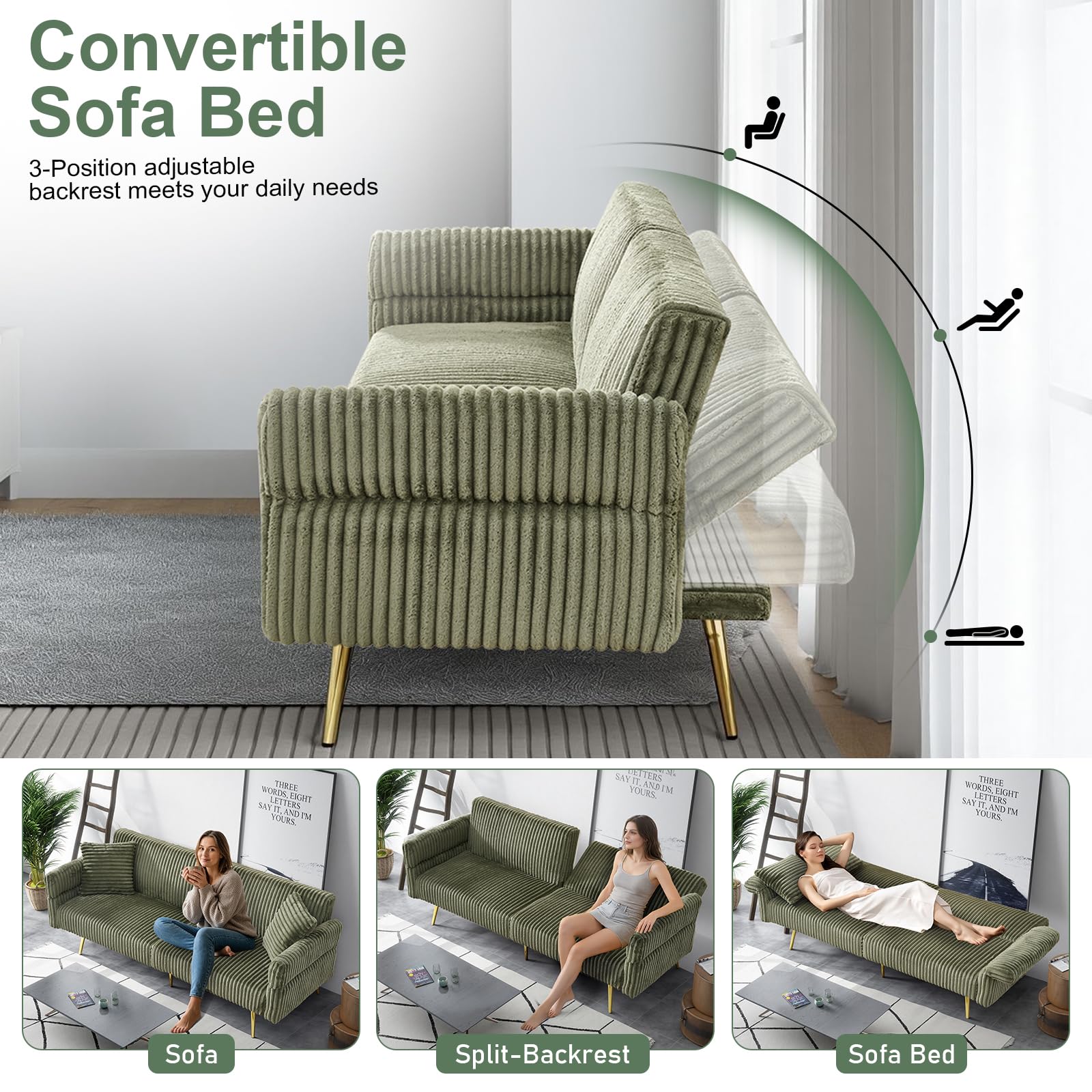 Corduroy Convertible Futon Sof – обзор и цена Office Furniture For Small Spaces